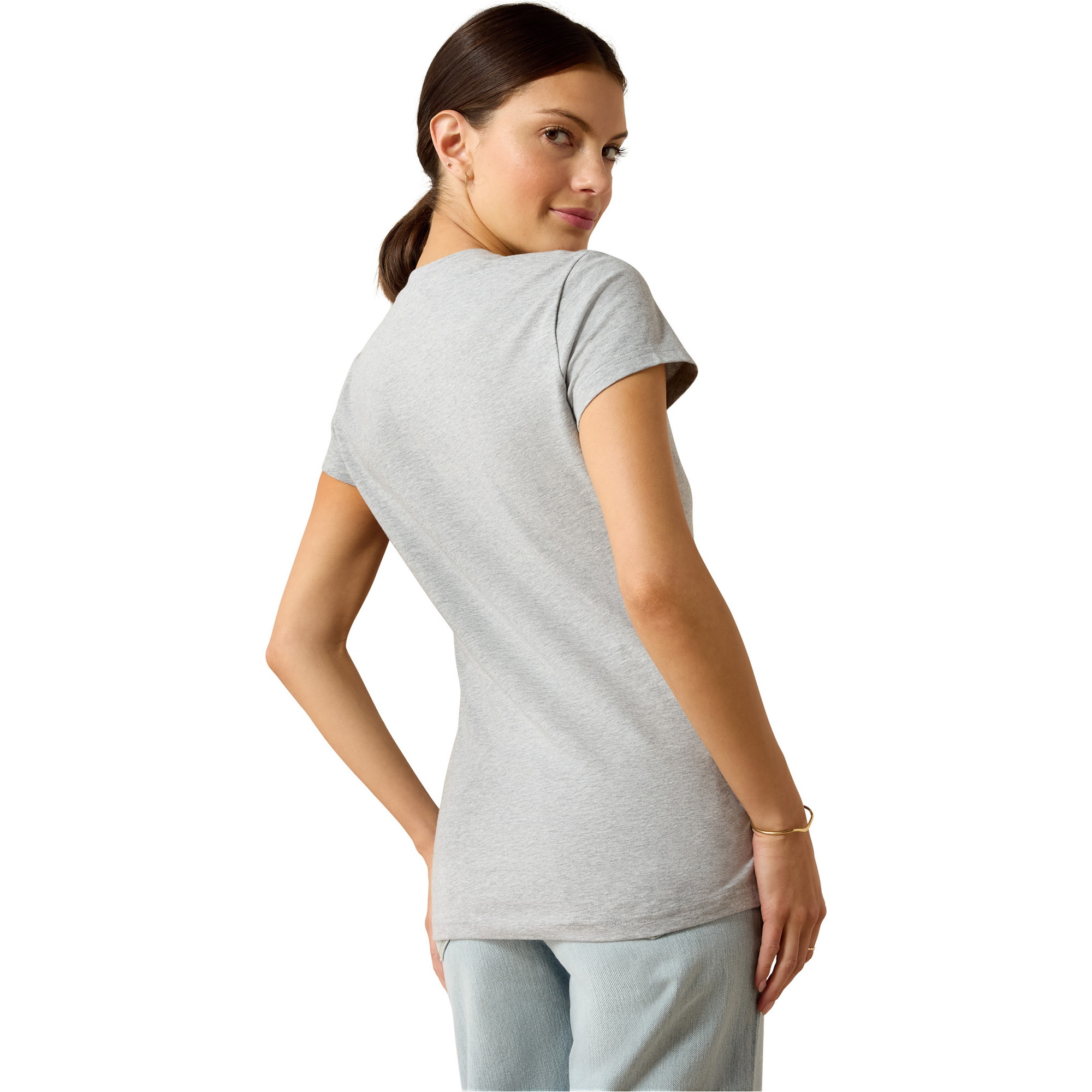 2026 Ariat Womens Vertical Logo T - Shirt 10071353 - Heather Grey